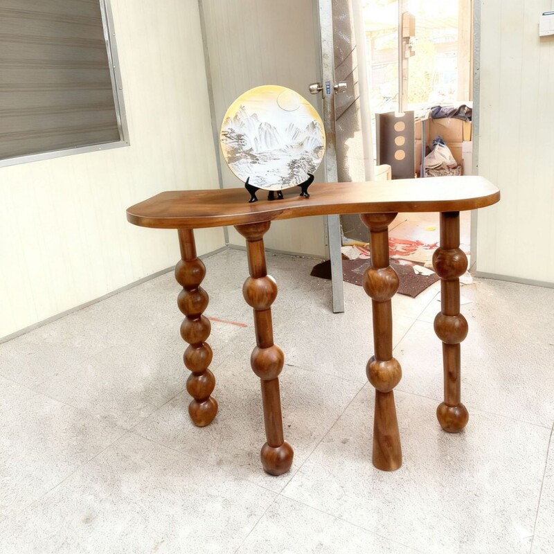 Light Luxury Roman Column Solid Wood Console Table, Vintage Narrow Entryway Table, Bedroom Hallway Entrance Table, Retro Pine Wood Creative Design