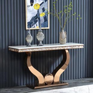 Light Luxury Entrance Table Against the Wall Strip Case Post-modern Simple Stainless Steel Marble Console Corridor Entrance Cabinet