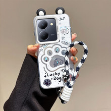 银边彩银适用vivoY78卡通Y17女生V30LITE挂件手机壳可爱S19猫狗爪