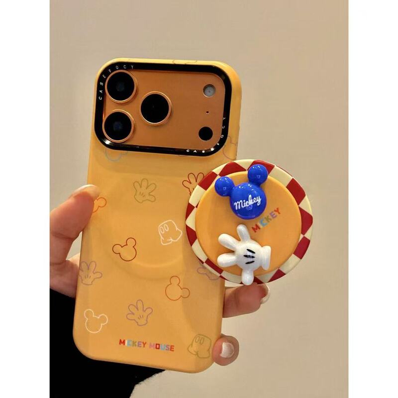 Creative Colorfulful Line Mickey White Gloves Film Magnetic Suction Suitable for Iphone17Promax Apple 16 Mobile Phone Case