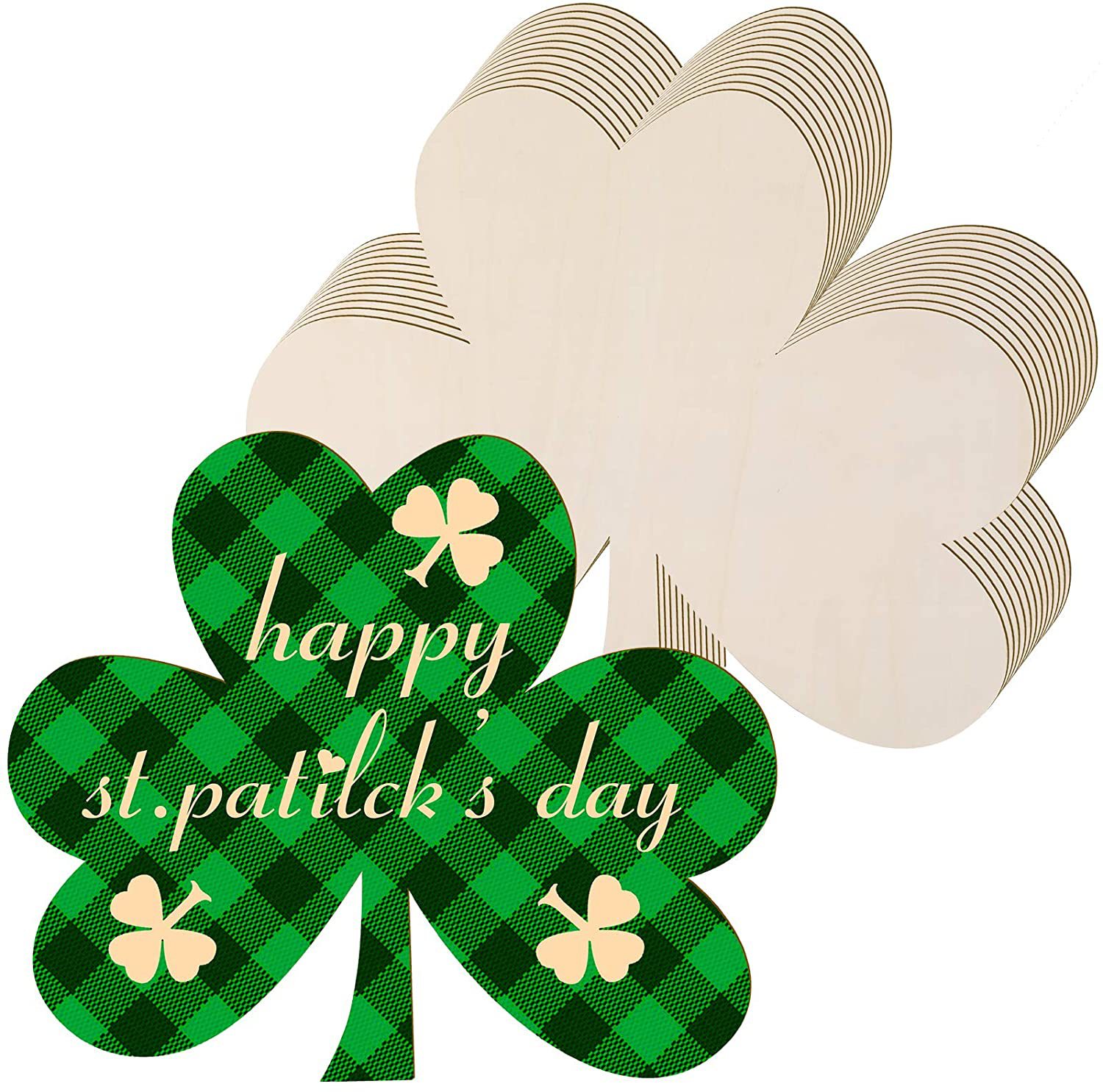 Patrick's Day Wooden Unpolished Clover Wall Decorations