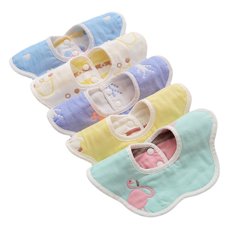 Pétalo babero algodón directo de fábrica venta al por mayor 360 octogonal de seis capas gasa puro algodón ciruela pétalo babero