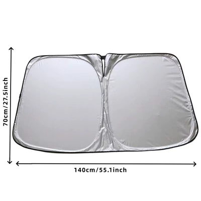 Car Sunshade Cross-Border Titanium Silver Coated Laser Summer Sun Protection Heat Blocking Uv Protection Opaque Front Windshield Sunshade (Sun shade) - solid-color-silver-coated-140-cmx70cm