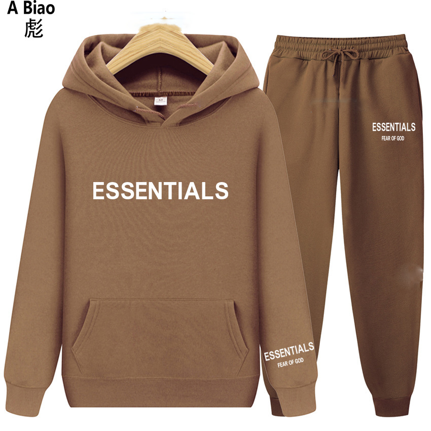 TEMOR DE DIOS doble línea Essentials Zambia moda marca pecho impreso LOGO pareja HOODIE sweater NIEBLA