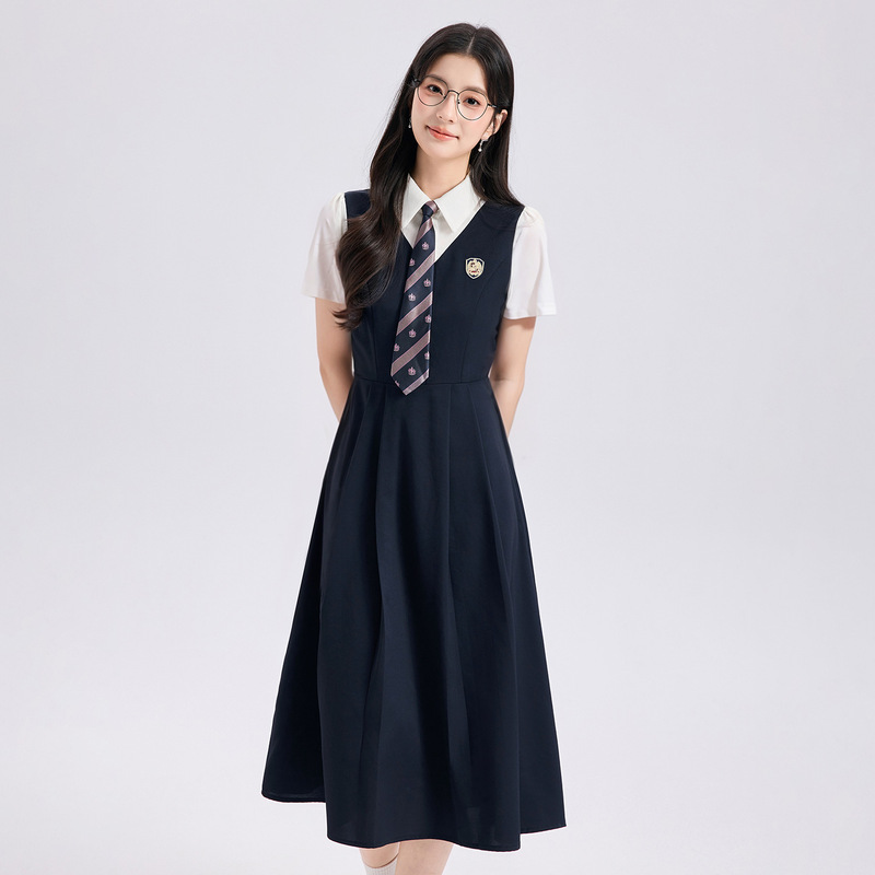 Teaching Qualification Interview Attire: Teacher Outfit, Short-Sleeve Vest Dress for Women, Petite French-Style Formal Vest Dress Teaching Qualification Interview Attire: Teacher Outfit, Short-Sleeve Vest Dress for Women, Petite French-Style Formal Vest Dress