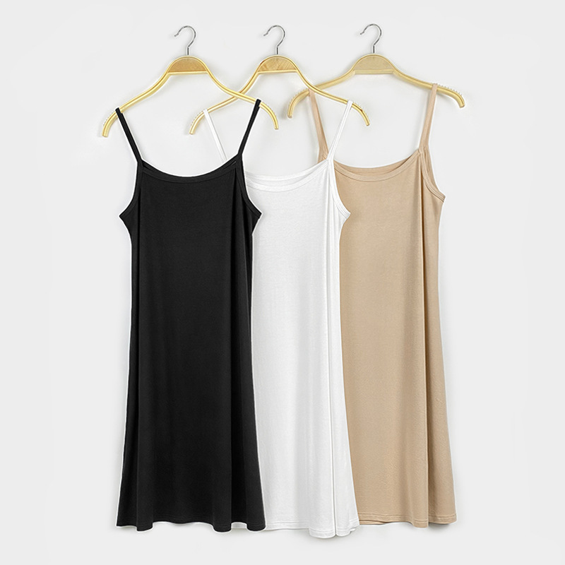 Modal Slip Dress for Women, Loose Sleeveless Tank Dress, Casual Dress, Vacation Style Dopamine