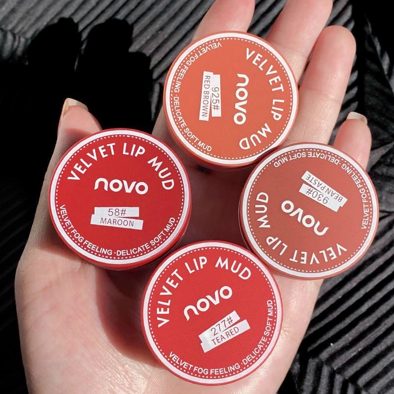 Lip primer pot, velvet matte lip gloss, translucent shading, warm red shades (4 colors)