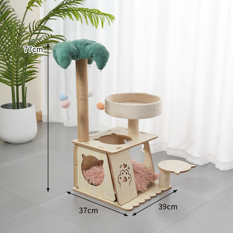 02-더블 고양이 둥지 다기능 고양이 등반 프레임 + 플러시 쿠션