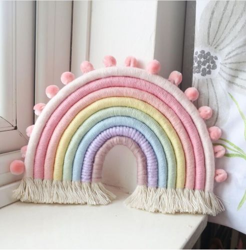 Ins style Amazon Nordic style rainbow home children's room decoration pendant woven rainbow hanging wall hanging pendant