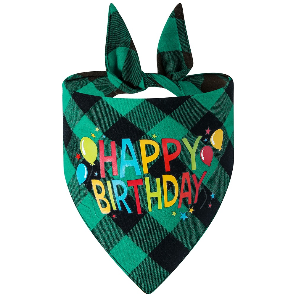 Fabricante en stock transfronterizo nuevo triángulo toalla algodón a cuadros mascota perro saliva toalla mascota cumpleaños saliva toalla