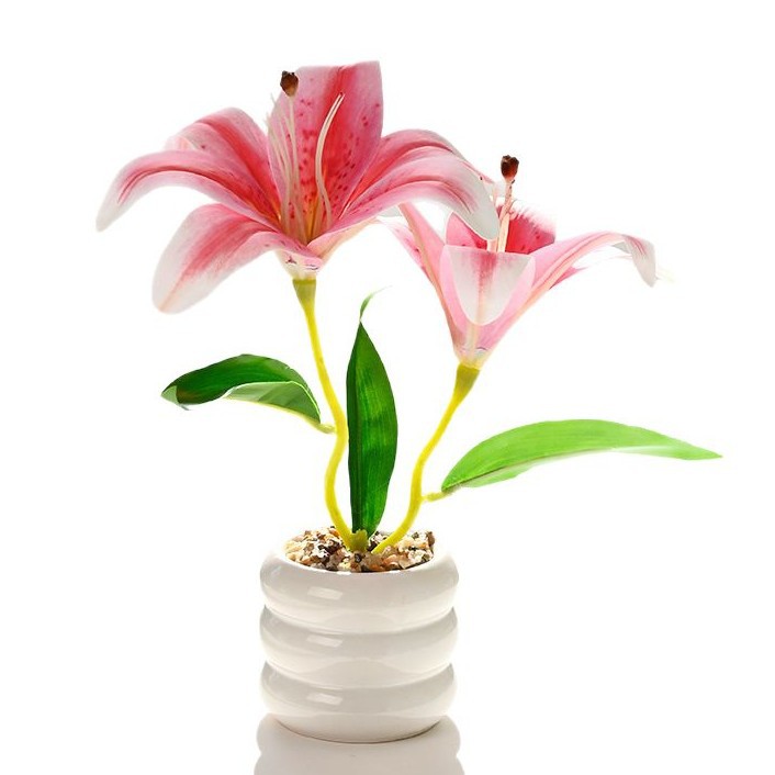Flor falsa película sensación de lirio flor de simulación bonsai flor de moda decoración creativa plantación verde artificial simulación maceta