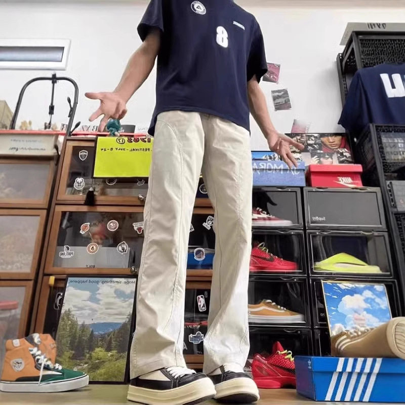 American-style cleanfit khaki Slant-cut Casual Pants Men's Spring Logging Straight Overalls Loose All-match Pants