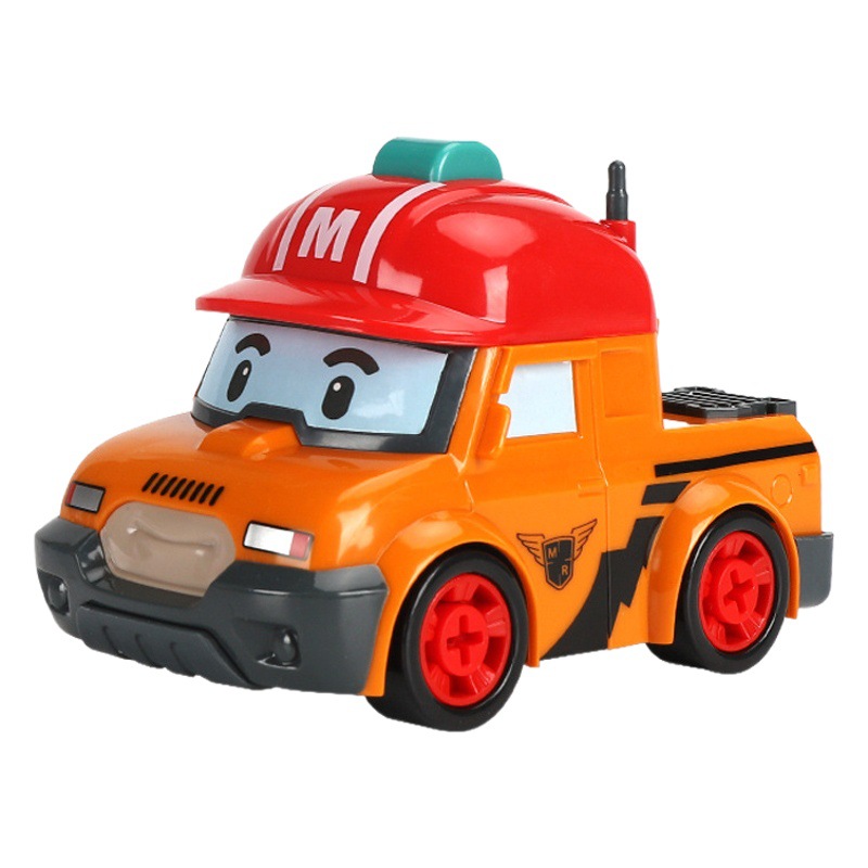 Genuine Poli Transforming Police Car Perli Disassembly Toy DIY Screw Assembly Inertia Car Children's Toy Car
