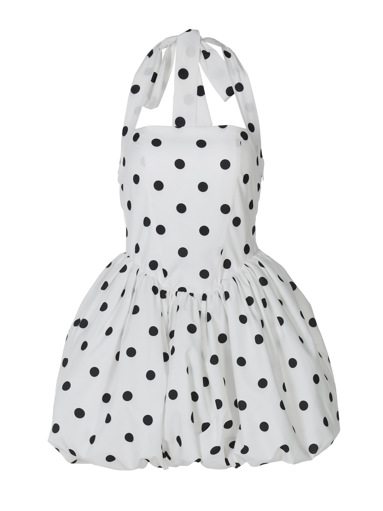 欧米の婦人服2025夏の新型ファッションプリントの背中に首を掛けて腰に胸のワンピースの女性の対外貿易の卸売りを巻いています。