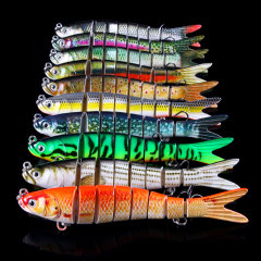 路亞仿生多節魚餌 8段斷節硬餌布條多節魚13.7cm/27g漁具廠家