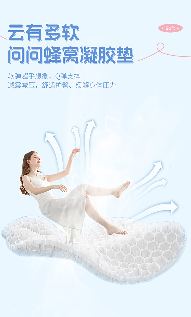 Cartoon New Honeycomb Gel Car Seat Cushion Breathable Cold Gel Cushion Cute Ladies Car Summer Cooling Cushion Seat Cushion