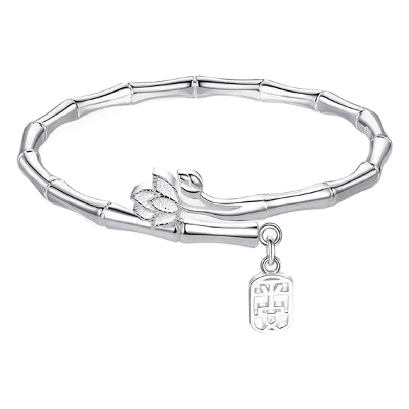 Nuevo estilo chino de bambú Lotus pulsera abierta elegante nicho de alta calidad exquisita pulsera de estilo nacional para las mujeres