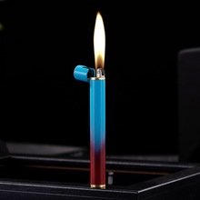 2号圆柱香烟型砂轮明火打火机充气金属打火机个性创意跨境lighter