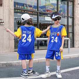 儿童篮球服套装男童比赛队服六一幼儿表演出服女孩假两件短袖球衣