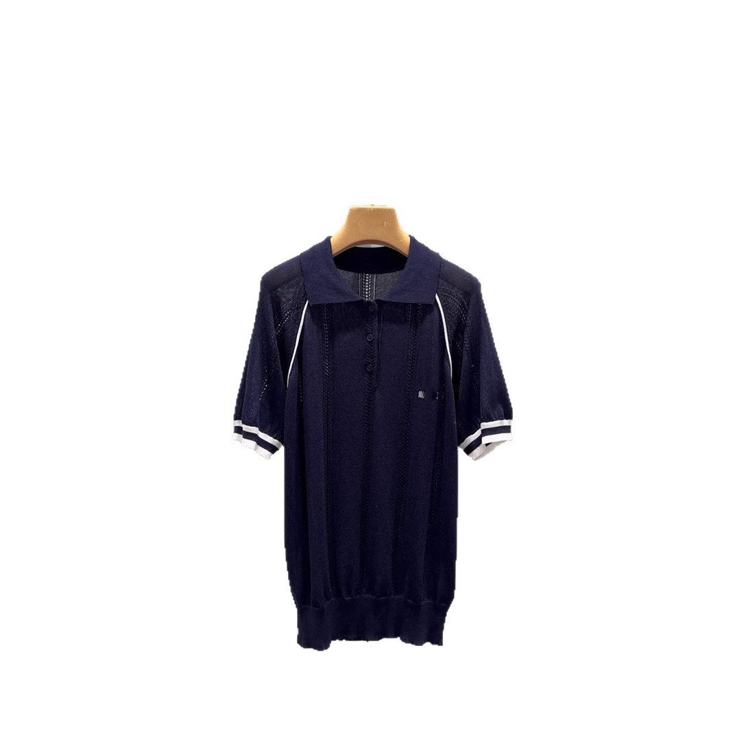 Летнее вязаное polo, с вышивкой