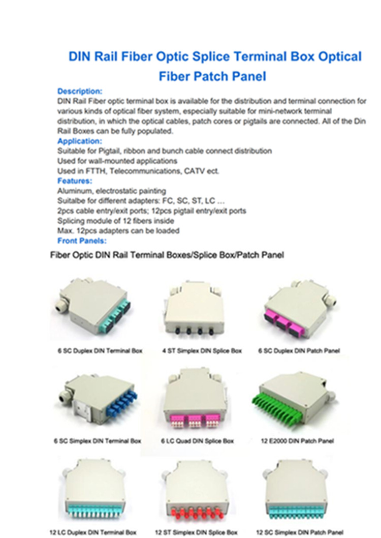 DIN Rail Fiber Optic Splice Te