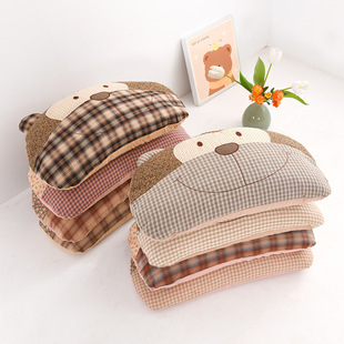 Wholesale Cartoon Printed Children's Buckwheat Pillow, Cotton Comfortable Neck Protector, Special-Shaped Removable and Washable Hard Pillow Core for Students