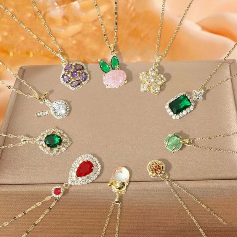 Necklace female net red new love zircon necklace fashion simple Joker temperament titanium steel clavicle chain jewelry wholesale