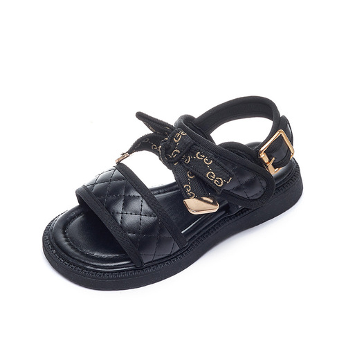 Girls Sandals 2024 New Fashion Summer Little and Middle-aged Girls Princess Shoes Soft Sole Beach Baby Shoes