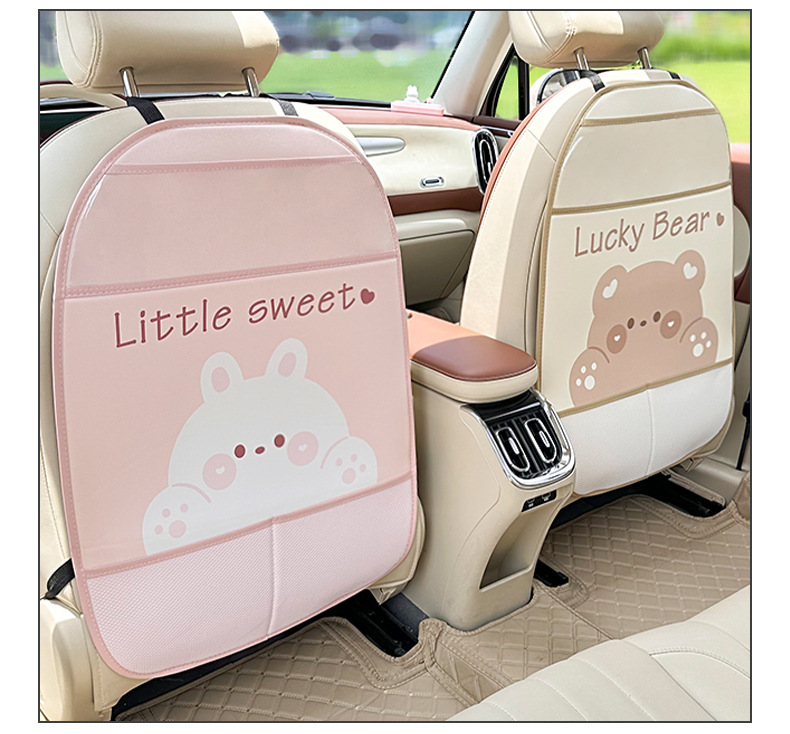 Original Car Anti-Kick Pad Leather Printed Car Anti-Dirty Wear-Resistant Protective Pad Fat Bear Car Seat Back Anti-Kick Pad