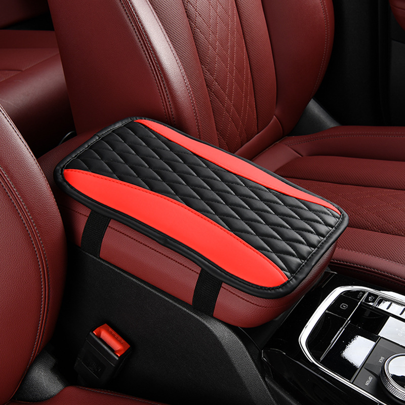 Universal Car Armrest Pad PU Leather Embroidery Center Console Cover