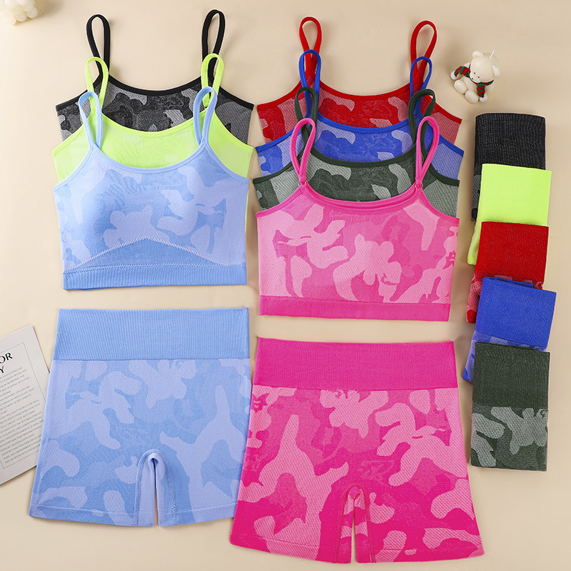 Sports Bra Women's Running Training Fitness Tube Top Cross-border Explosions Seamless Camouflage Yoga Vest suit