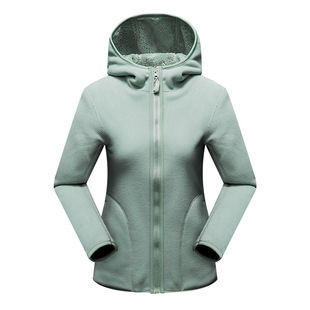 Autumn and winter outdoor fleece coat for men and women couple thickened warm double-sided polar fleece top women's coat hooded fashion