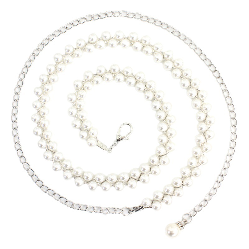 Gancho ajustable cadena de la cintura de La Perla decoración femenina vestido cintura apretado pequeña fragancia estilo Cinturón fino dulce cadena 2 colores opcionales