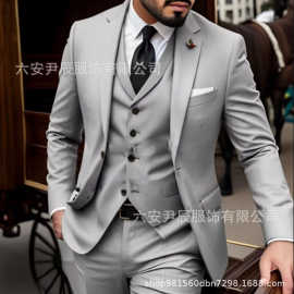 欧美外贸新款男士西装三件套修身非洲外贸西装套商务韩版男士西服