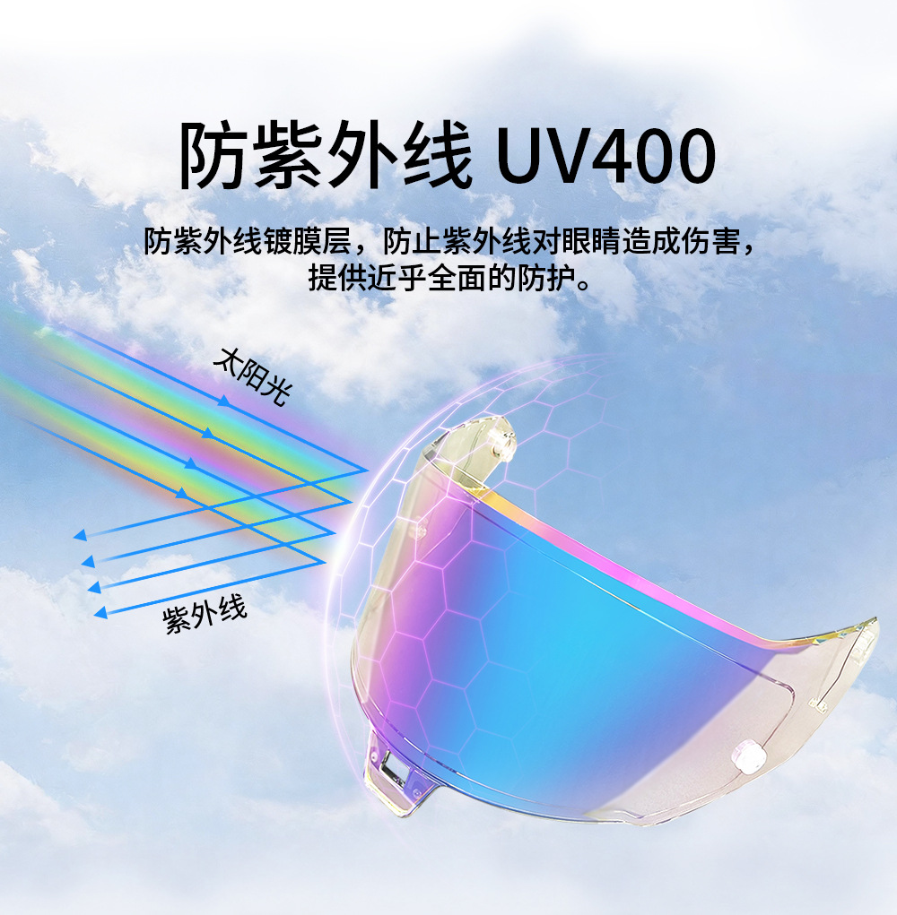 Sr10 Helmet Lens Electroplated Sun Protection Night Vision Color-Changing Day and Night Dual-Use Sr10 Mirror Lens Supertechr10