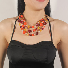 欧美跨境货源饰品 夸张树脂多层锁骨链 statement necklace 8280