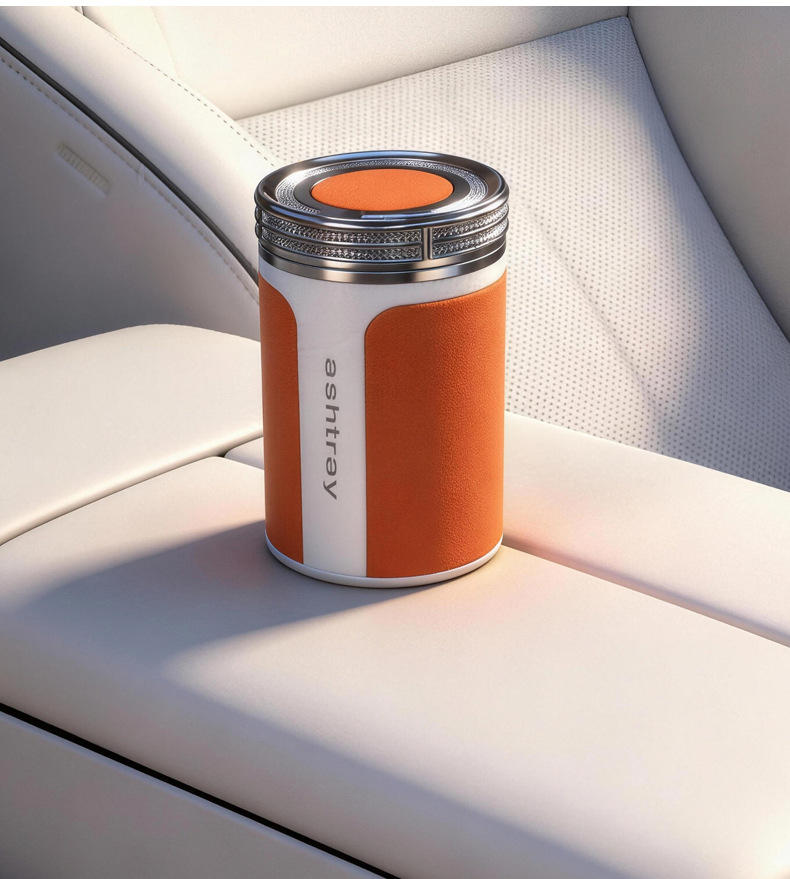 Cross-Border Led Light Ashtray 4S Car Universal Ceramic Ashtray with Suede Practical Car Accessories