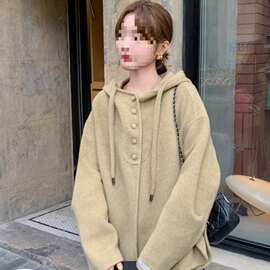 短款外套大衣女秋冬2025新款小个子宽松短款连帽双面毛呢外套