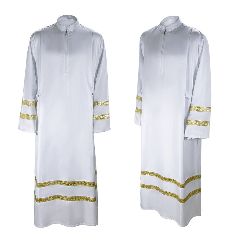 White Priest Uniform Cospaly Dress Medieval Mission Robe Revival Festival Cos Middle East Performance Costume Ready Stock