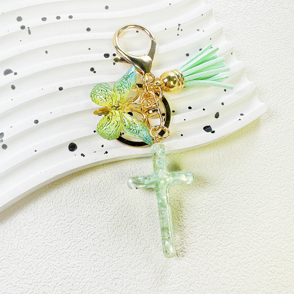 16g Weight Sequins Inlay Material Keychain Classification Daily Occasion Epoxy Material Cross, Butterfly Pattern Women's Gender Sweet Style Cross Butterfly Keychain Epoxy Sequins Women's Sweet Keychain 6