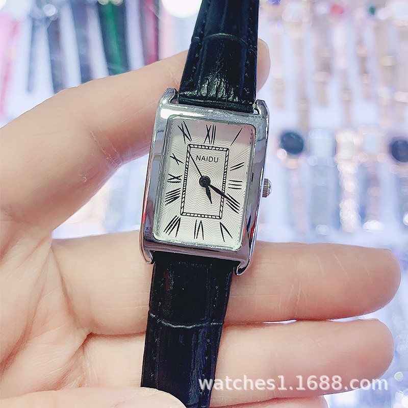 NAIDU女表新款时尚高颜值长方形皮带学生手表石英表跨境厂家批发