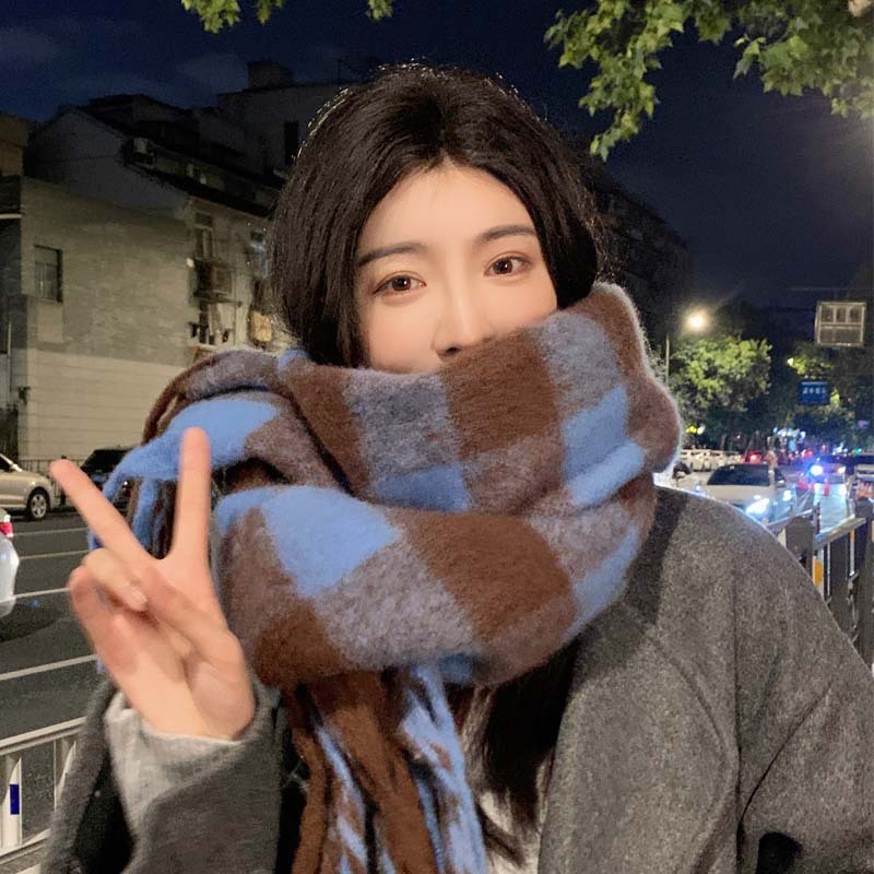Yu Shuxin mismo estilo bufanda a cuadros niñas Corea Dongdaemun estilo ins estudiantes de moda estilo pareja retro de doble uso