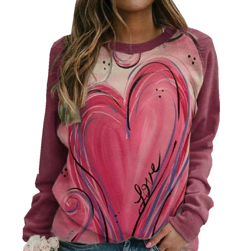 Women's T-shirt Long Sleeve T-shirts Casual Streetwear Heart Shape display picture 2