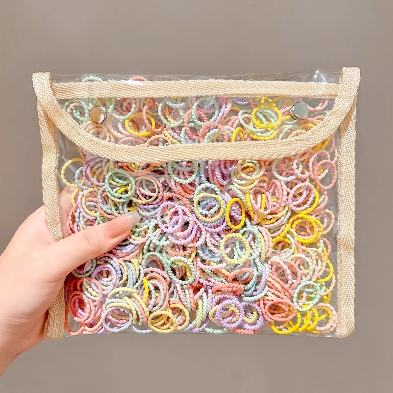 Color coreano pequeño pulgar anillo de cabello para chicas bajo cabello de cola de caballo no lesiones cabello elástico buena cuerda de cabeza cubierta de cuero para niños