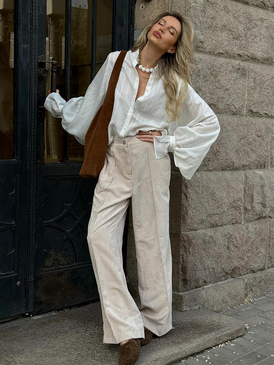 cotton corduroy autumn retro casual trousers