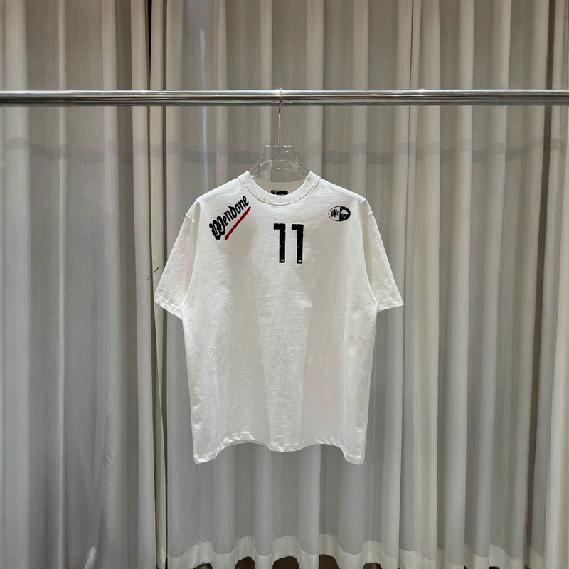 25SS新作WE11 ニッチなトレンドブランド11文字プリントカジュアルルーズフィット男女兼用半袖Tシャツ|undefined