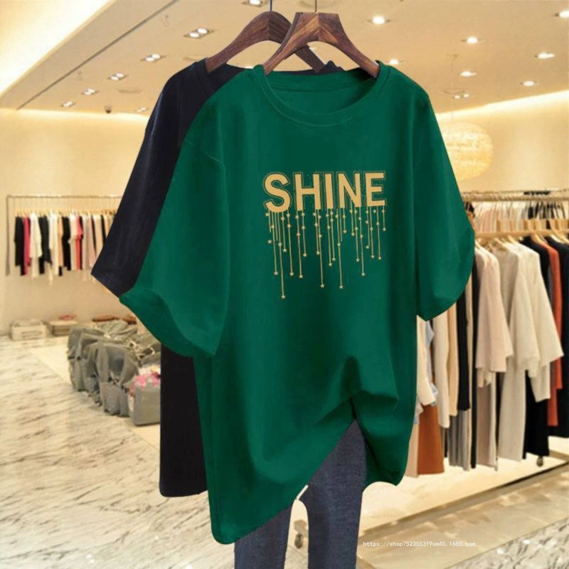 Plus-Size 150kg New Style Women's Mid-Length Loose Short-Sleeve T-Shirt for Pregnant Moms, Stylish Summer Top Plus-Size 150kg New Style Women's Mid-Length Loose Short-Sleeve T-Shirt for Pregnant Moms, Stylish Summer Top