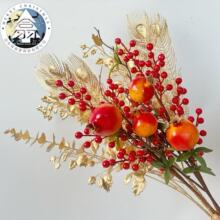 仿真石榴家居装饰客厅仿真花假花装饰摆件福桶材料包红果柿子石榴