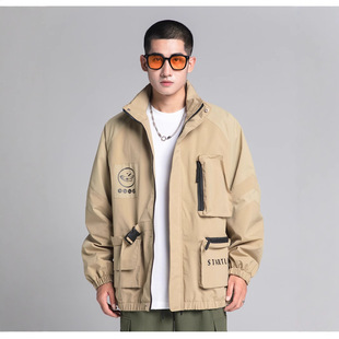 Starlaite Aesthetic Men's and Women's Korean Style Thin Cotton Coat Digital Printing Multi-Flap Pocket Pants Workwear Style Autumn and Winter Jacket Jacket