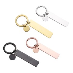 メーカー直販のステンレスの空白の長い丸いキーホルダーのペンダントDIY光沢面はレーザーで字を刻むことができます。